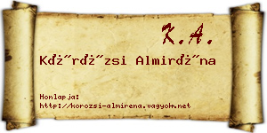 Körözsi Almiréna névjegykártya